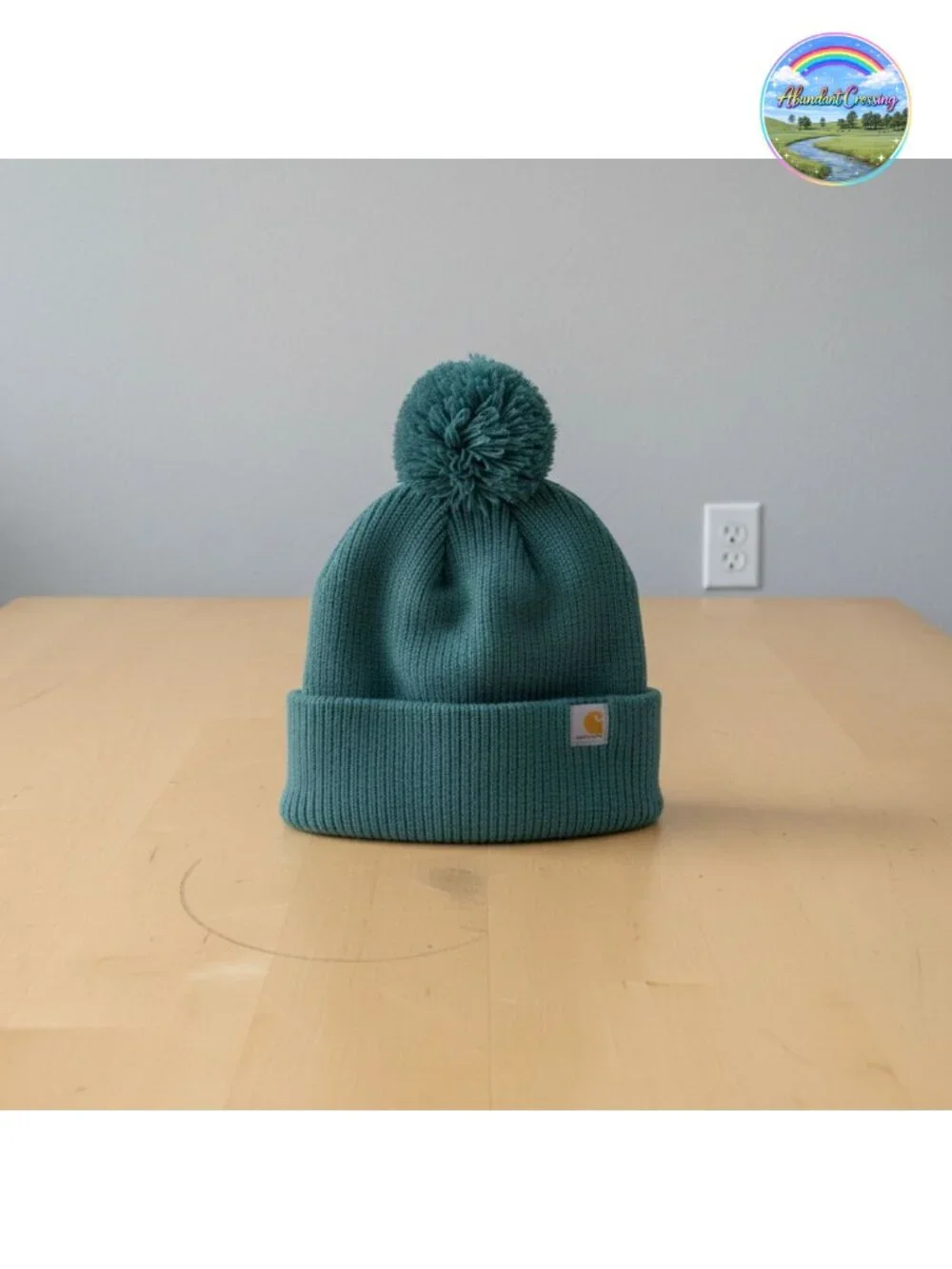Knit Pom-Pom Cuffed Beanie Winter Hat Solid Pattern Adult